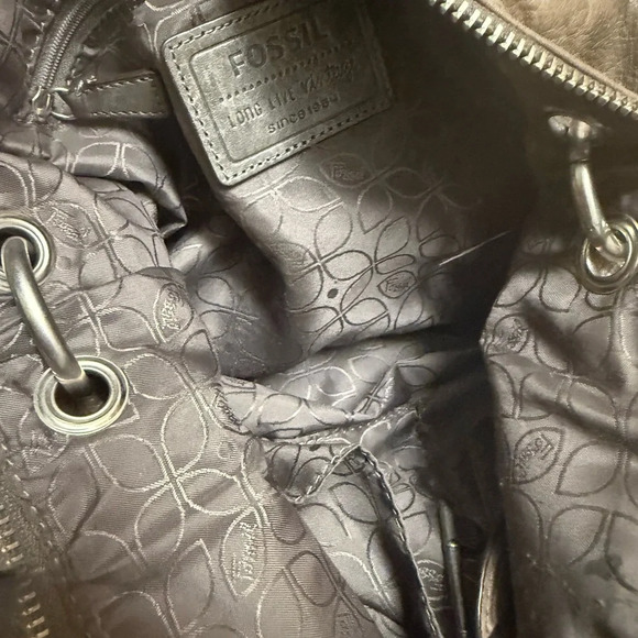 Fossil mint near new condition large Gray Leather Shoulder Bag/crossbody KEY - Picture 15 of 16